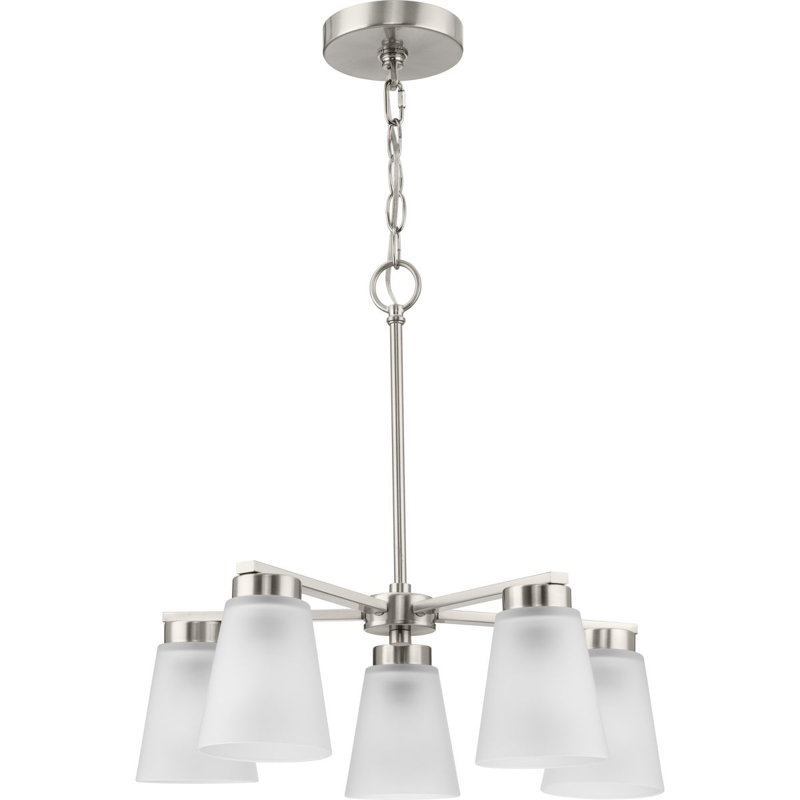 Five-Light Transitional Chandelier, Brushed Nickel