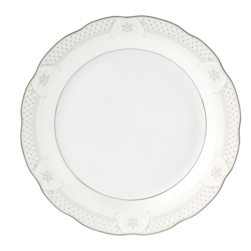 Elegant Silver Banded Porcelain Dinnerware Set for 8