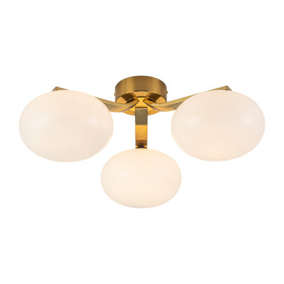 3-Light Glass Semi Flush Mount