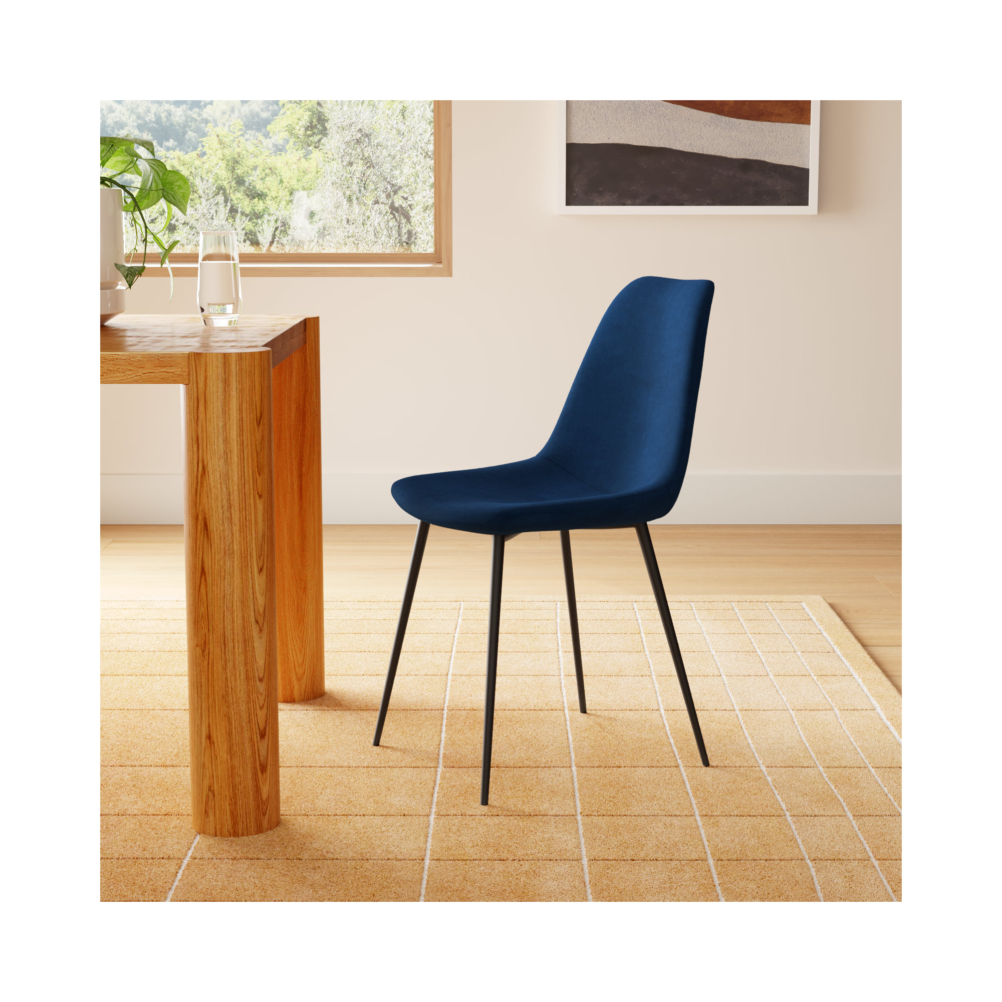 Kody Performance Velvet Dining Chair, Bella Ink Performance Velvet