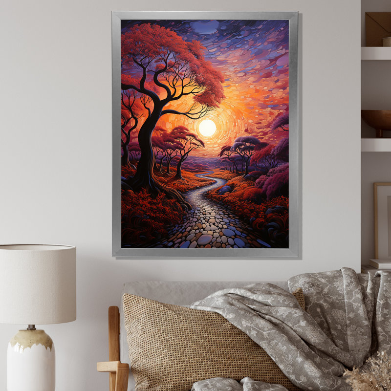 Dakyra Sunset Sunset Reverie Pointillism I - impression, H 40 po x l 30 po x P 1,5 po, Cadre photo argenté