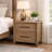 Haislynn 30"W Organic Modern Nightstand with Built-In USB Charging Ports— Hickory Veneer with Cedar-Lined Bottom Drawer