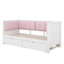 Lit de jour avec 2 tiroirs de rangement, lit gigogne et dossier rembourré, canapé-lit en bois pour chambre à coucher, chambre d'amis