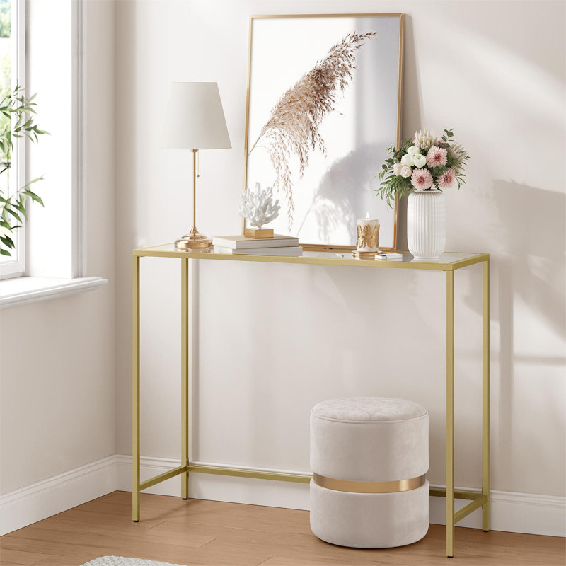Joffe 100cm Glass Top Console Table, Gold