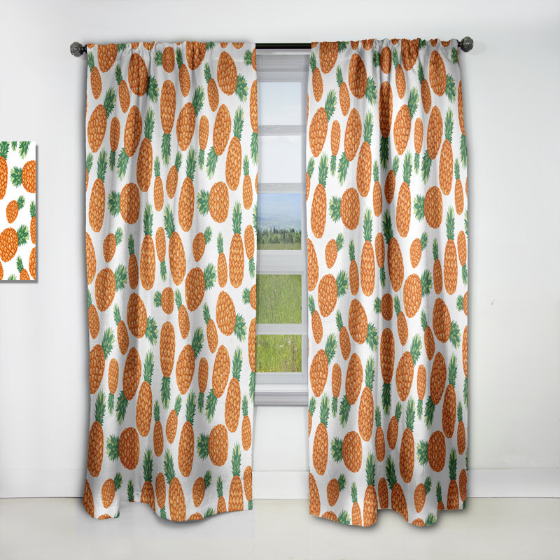 Rideau simple occultant avec motif ananas, L 52 po x L 120 po