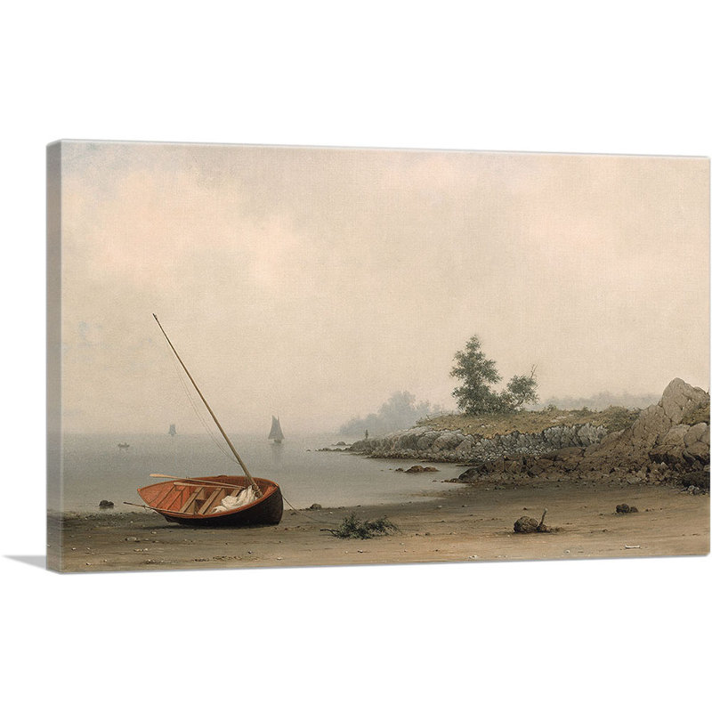 «The Stranded Boat» par Martin Johnson Heade, reproduction d'art sur toile tendue, H 12 po x l 18 po x P 0,75 po