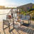 4-piece Outdoor Patio Conversation Set With Aluminum Frame, PVC-coated polyester Seating, And Spc Wood-look Coffee Table
