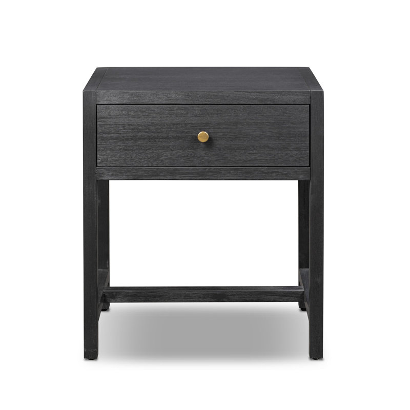 Sullivan Small Nightstand-Saddle Tan, Brushed Black Acacia Solid