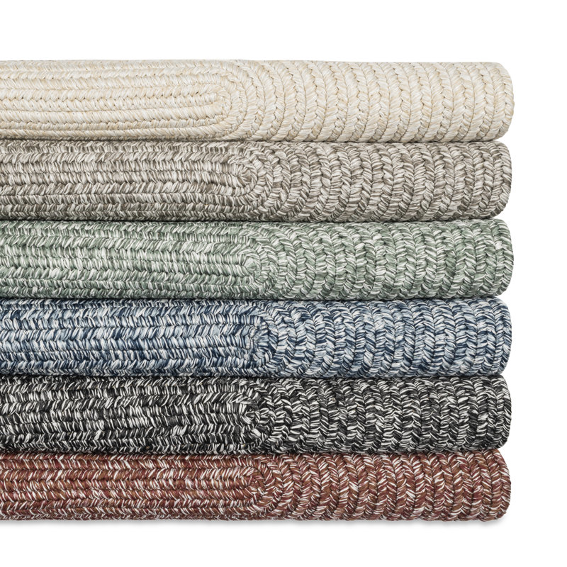 Indoor/Outdoor Braided Rug Happel Dusty Sage Rug, Oval 10' x 13'