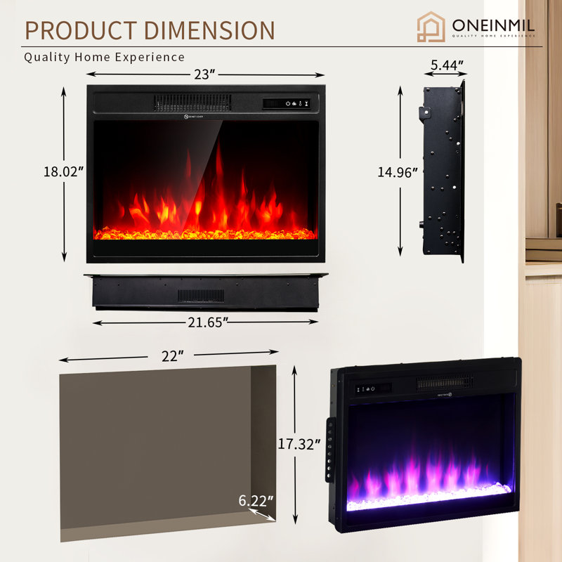 23'' W Black Electric Fireplace