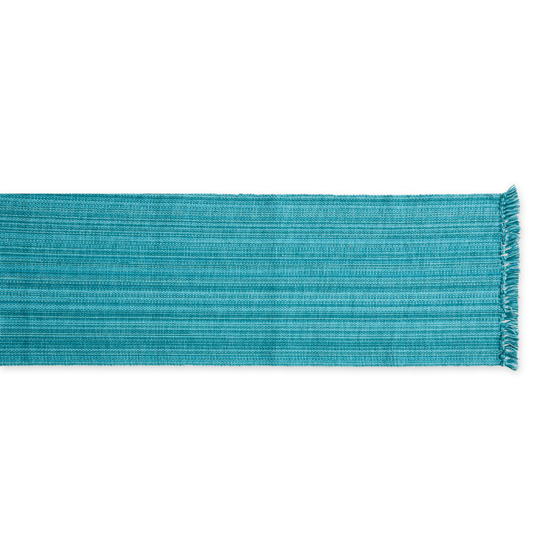 Hidetoshi Striped 100% Cotton Table Runner, 72" x 13", Teal