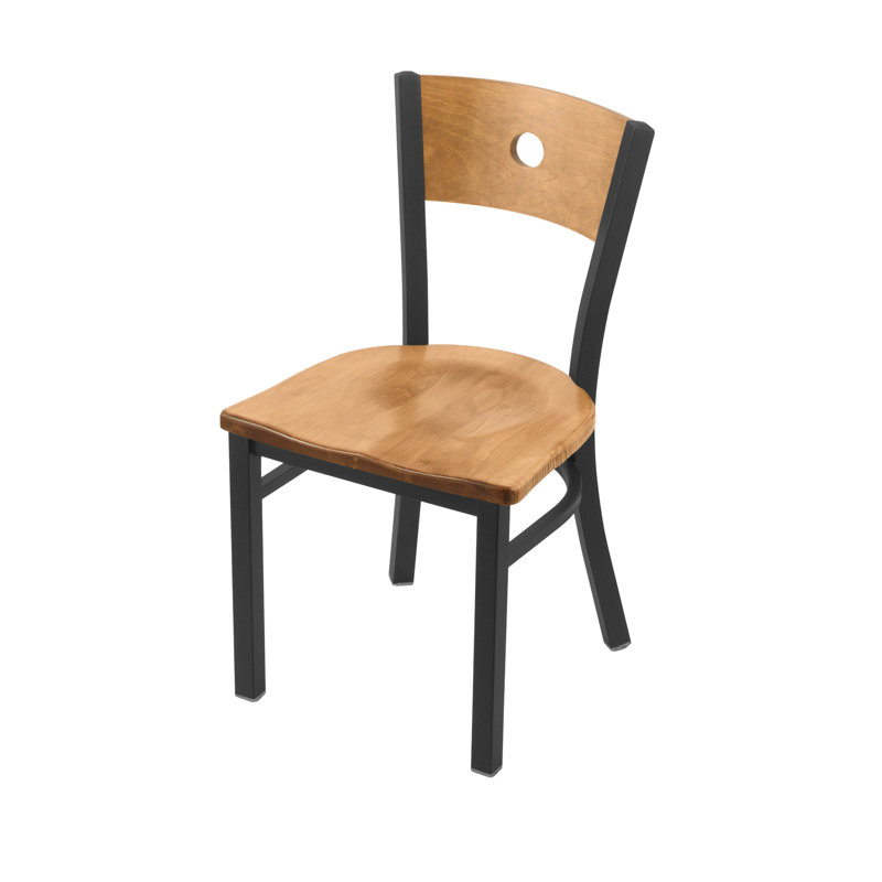 Voltaire Metal Side Chair, Anodized Nickel, Medium Maple