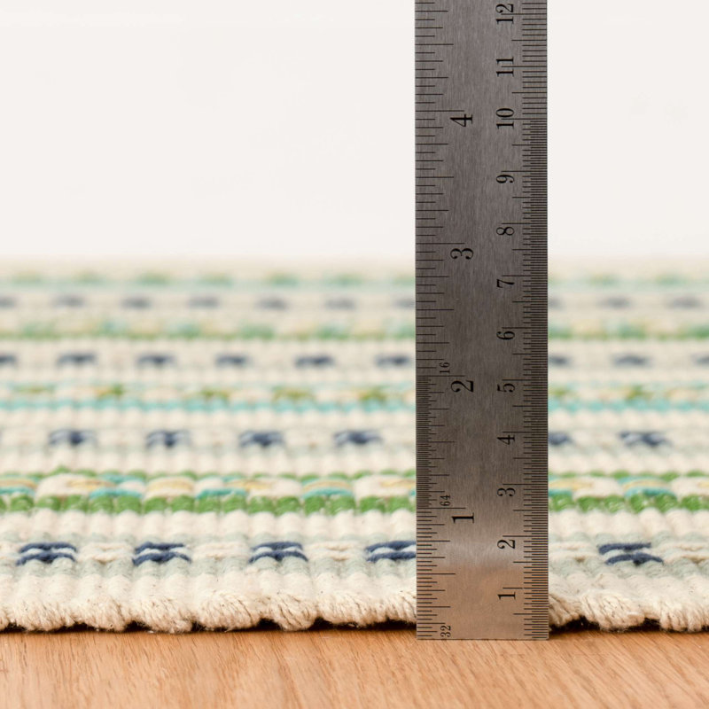 Long Slade Kit Kemp x Annie Selke Long Slade Teal Handwoven Cotton Rug, Runner 2'6" x 8'