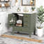 Meuble-lavabo compact avec lavabo en céramique, porte à fermeture en douceur et beaucoup de rangement - Design gris classique avec poignées dorées, assemblage facile-497849228