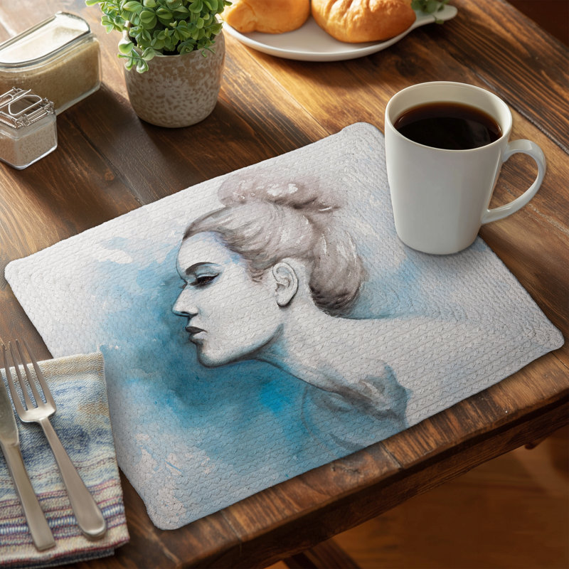 Napperon bleu tressé - aquarelle