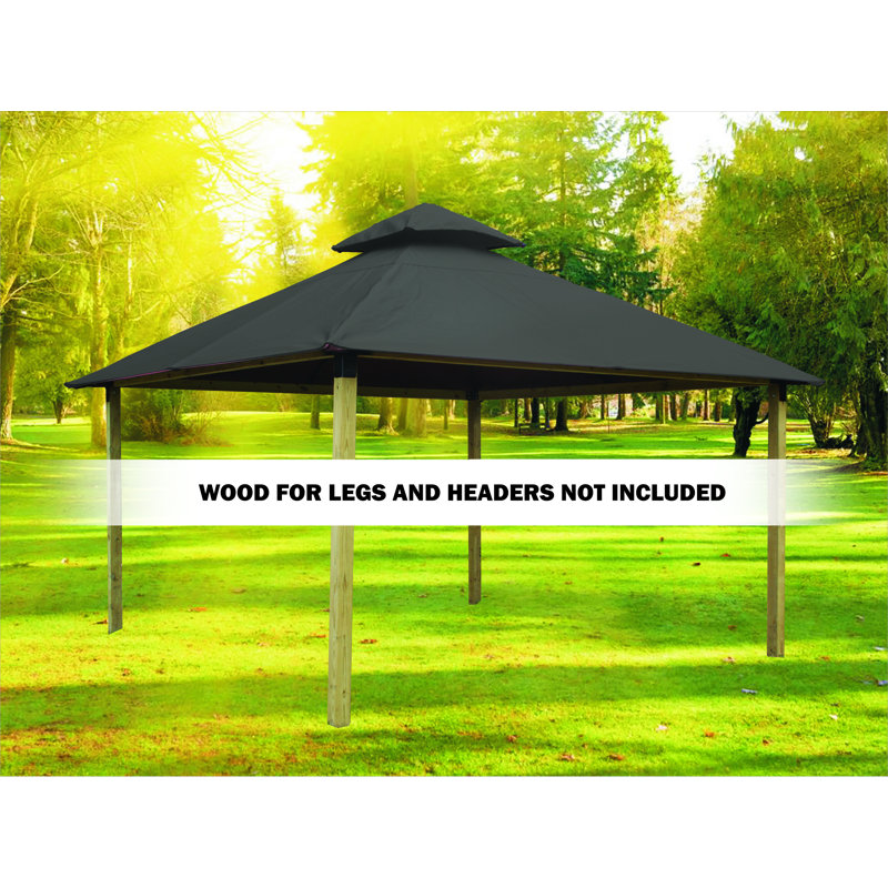 Roof Framing And Mounting 12 Ft. W x 12 Ft. D Solid Wood Gazebo, Taupe, 147.5" H x 168" W x 168" D