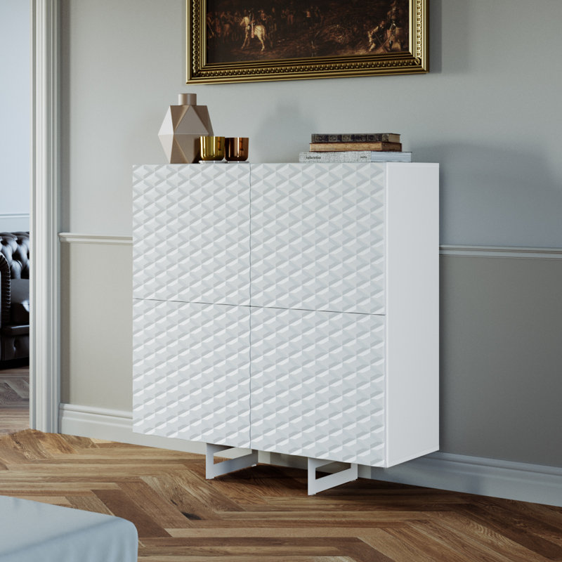 Barbarra 110cm Sideboard, White/White