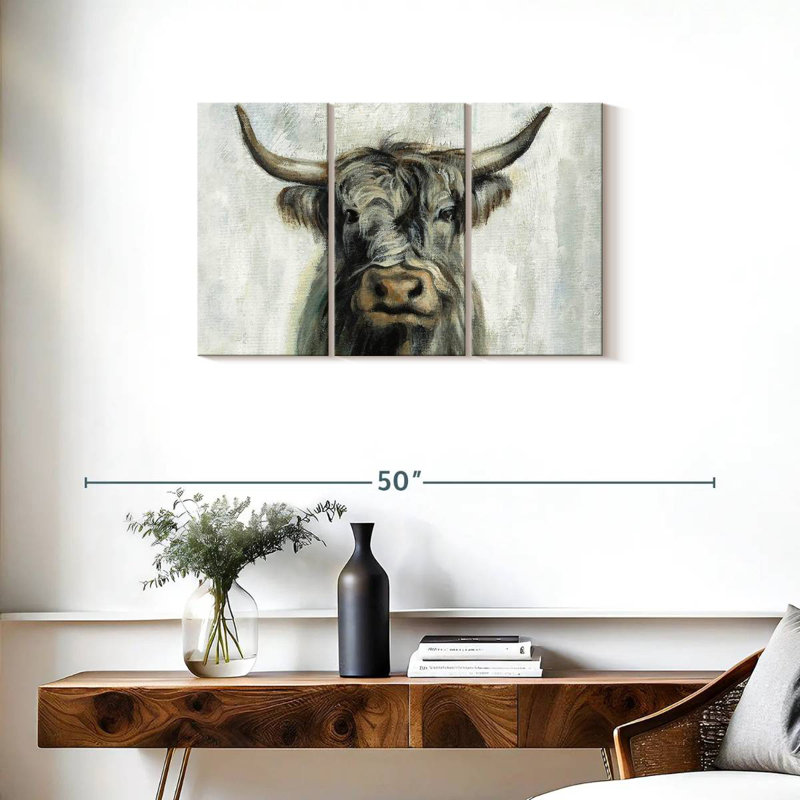 Vache Highland horizontale, H 20 po x l 33 po