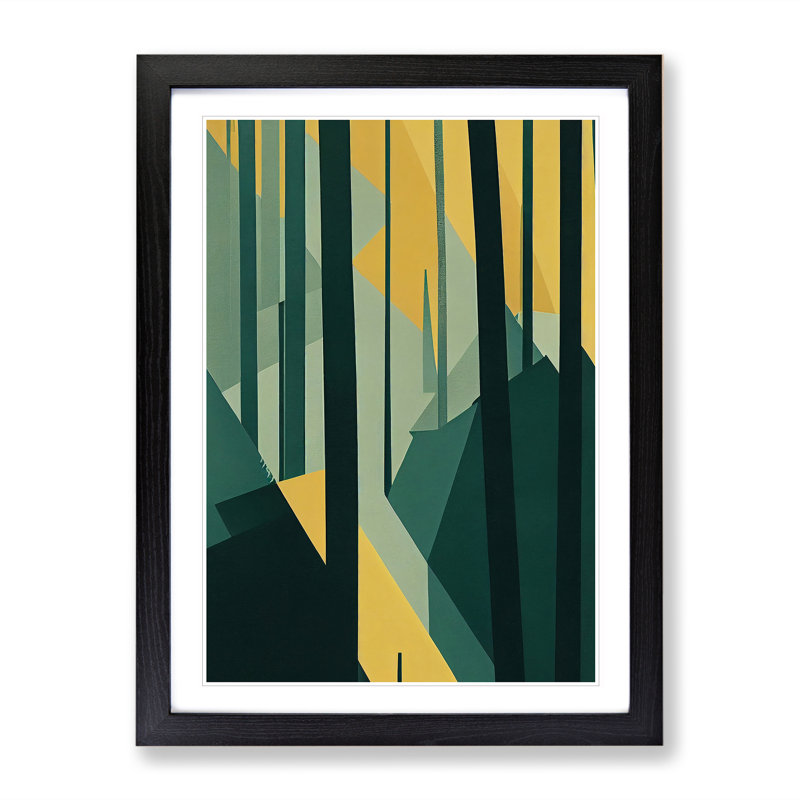 Block Forest Abstract No.1 - Single Picture Frame Print, Black, 64cm H x 46cm W x 2cm D
