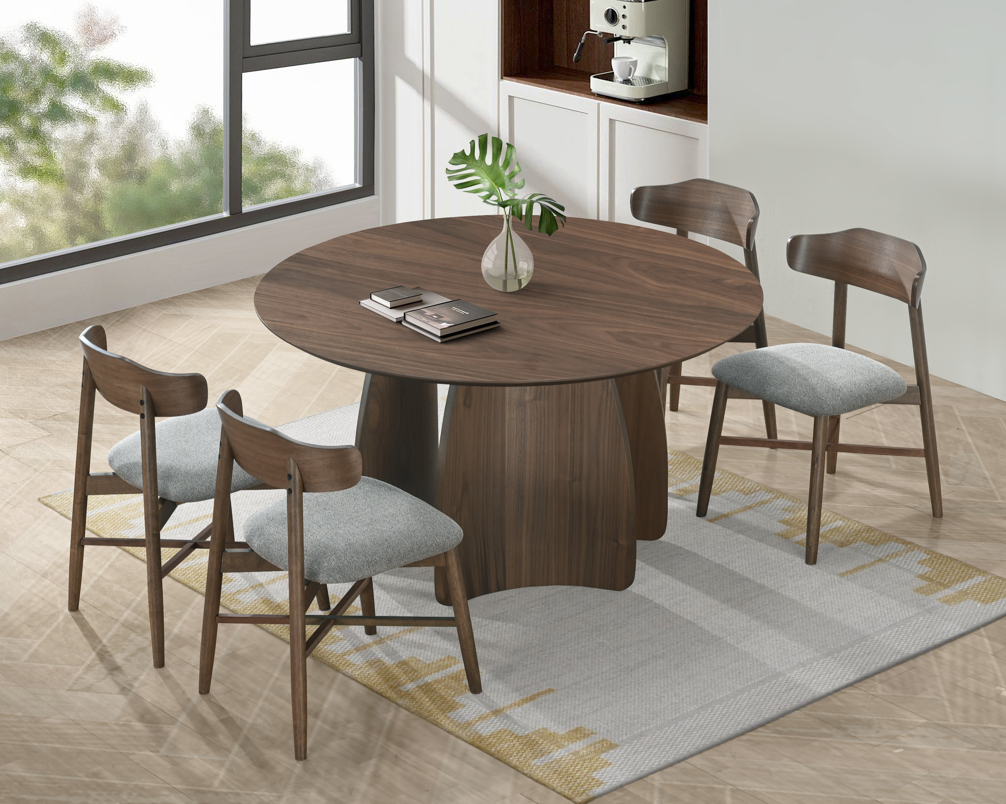 George Oliver Watley Modern Solid Wood Round Dining Table Set With ...