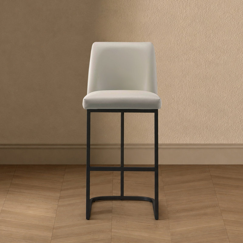 Tabouret de bar en cuir gris clair Serena, Tabouret de bar (siège d'une hauteur de 29,13 po), Gris clair