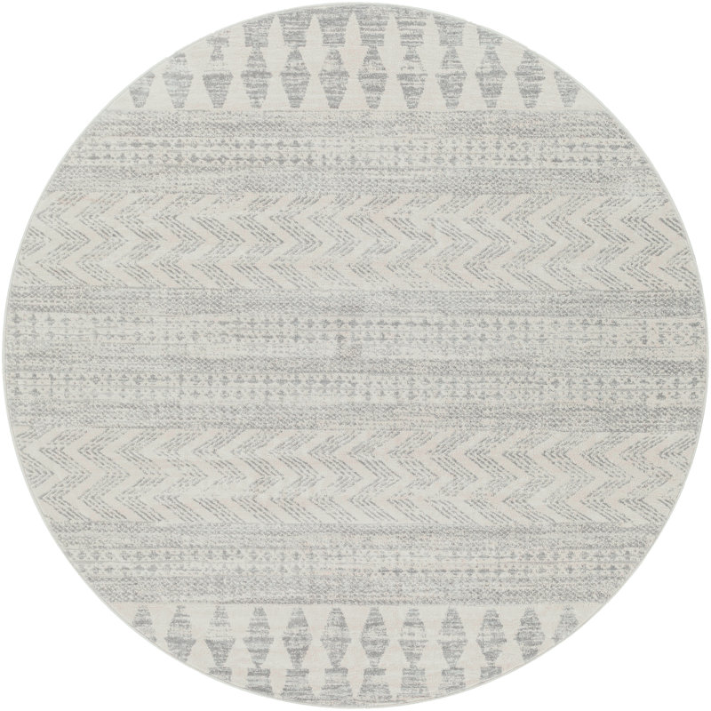 Grey/Off-White Rug, Round 160cm