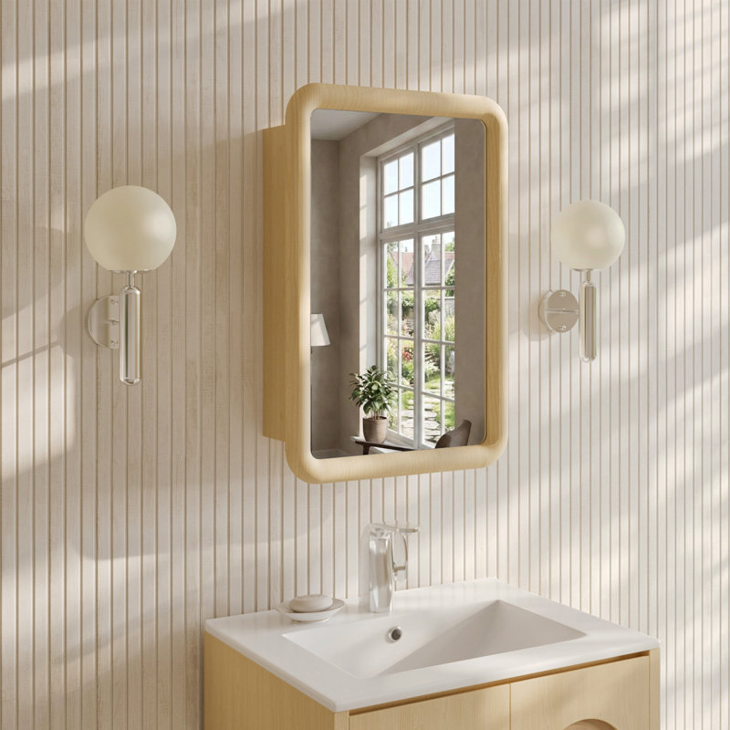 Armoire à pharmacie avec miroir en chêne naturel Plaisir 18 X 27