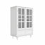 Buffet minimaliste blanc avec portes doubles en verre et tiroir