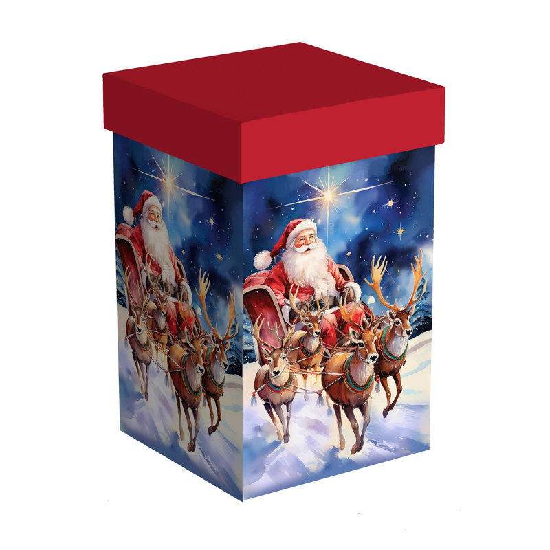 Santa & Reindeer Ceramic Travel Coffee Cup with Gift Box, 17oz.