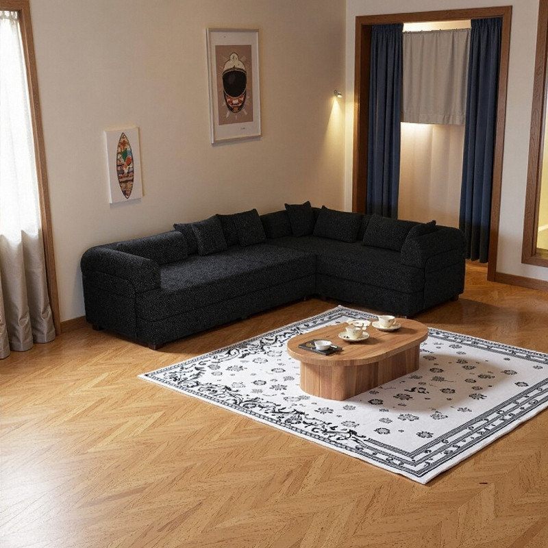 Canapé-lit pliant convertible de 78,7 pouces avec coussin cylindrique, sans pièce, Noir