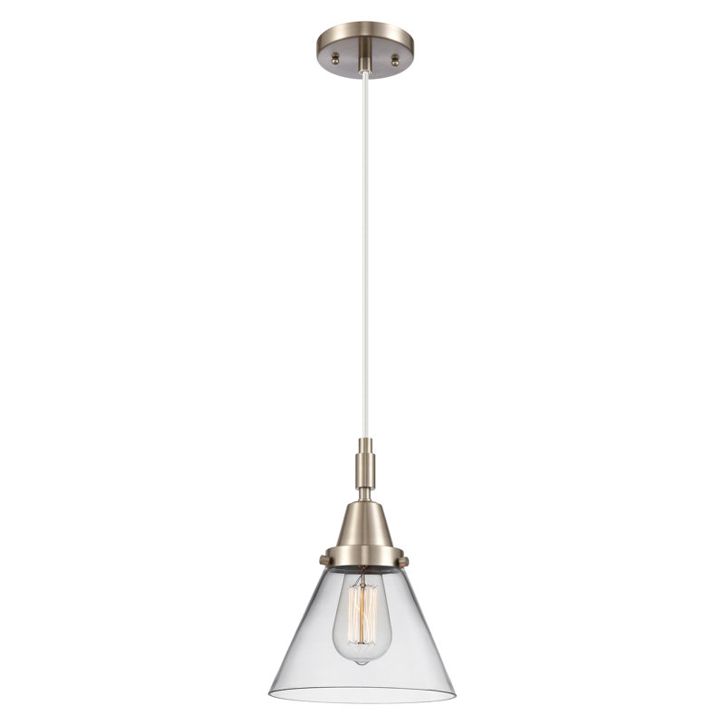 Downtown Urban - Cône Caden - Mini-luminaire suspendu à cordon 1 lumière - Abat-jour, H 131,88 po x l 7,75 po x P 7,75 po
