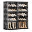  Range-chaussures pliable à 5 colonnes avec portes magnétiques et rangement noir moderne pour vestibule ou placard-1136046947