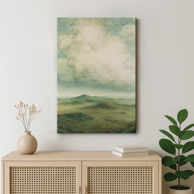 Abstract Green and Brown Shapes Artwork, Living Room Pictures, Framed Canvas Giclee Print Wall Art