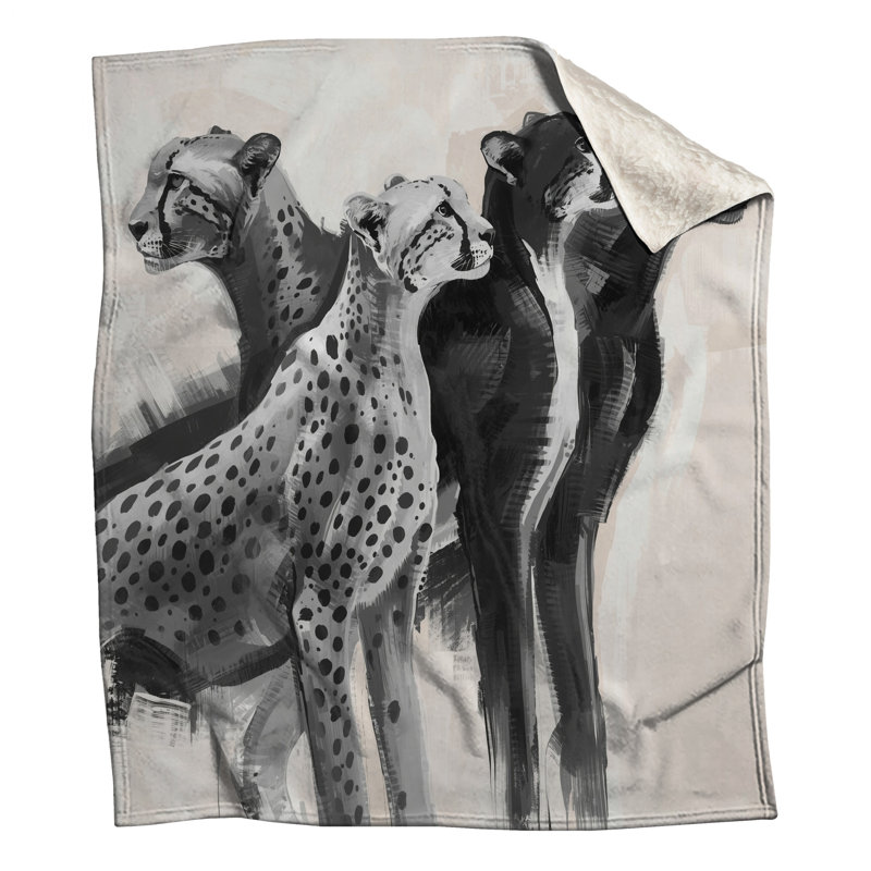 Couvertures monochromes à motif guépard, L 60 po x H 80 po