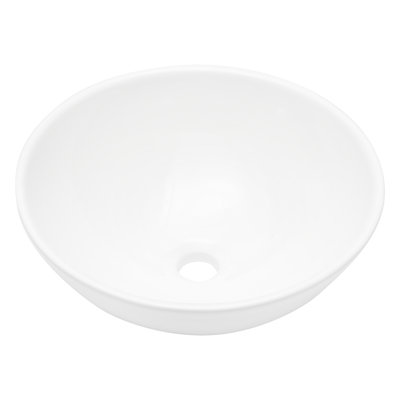 OUMUCH 16'' White Ceramic Circular Bathroom Sink