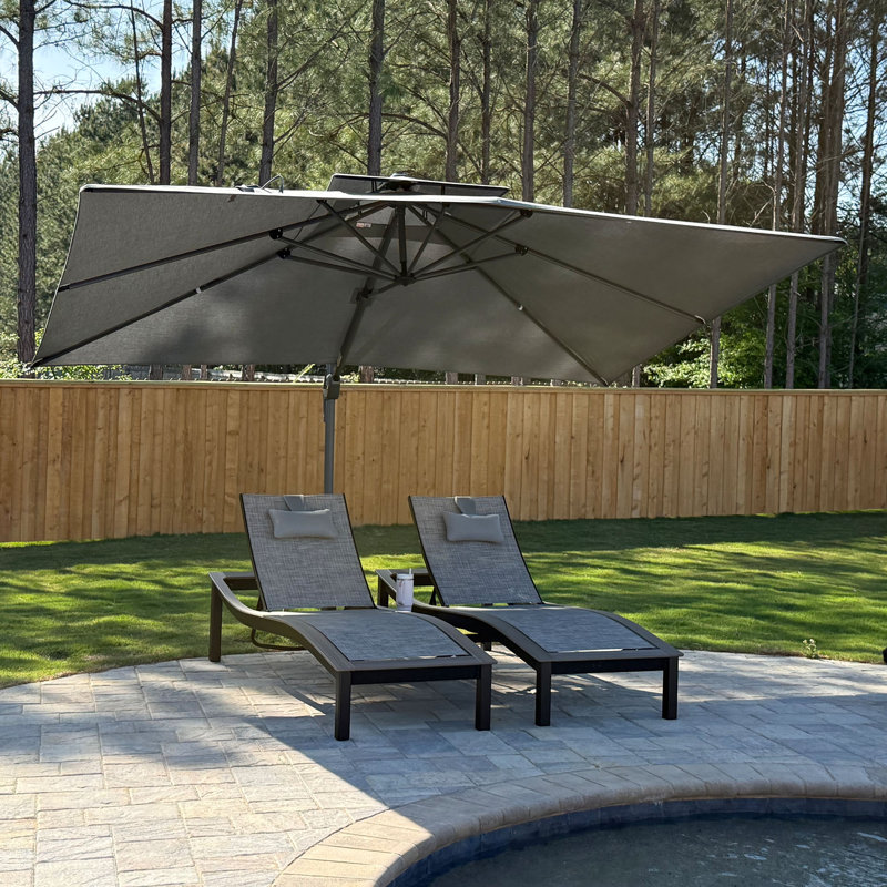 Parasol carré large et robuste 9 pi x 12 pi, toile supérieure, tissu de qualité supérieure, avec base, gris, Ardoise Cast