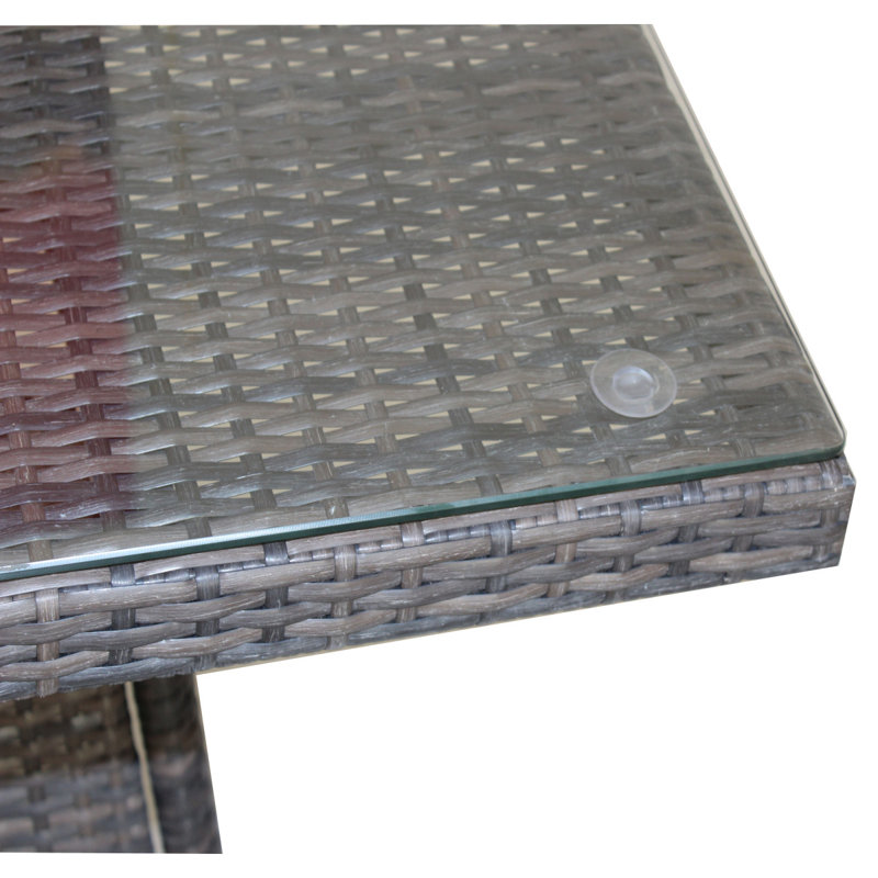Table de salle à manger d'extérieur pour terrasse avec verre trempé transparent