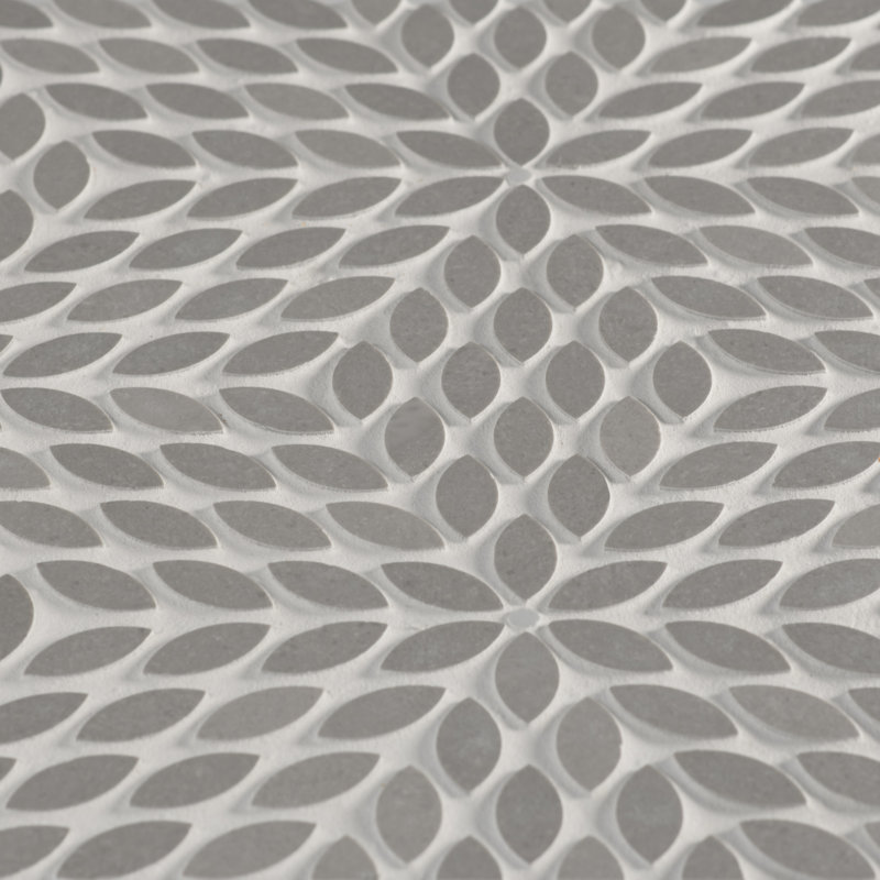Carreau de mosaïque en marbre Celeste, Gris cendre / Calacatta Losanna