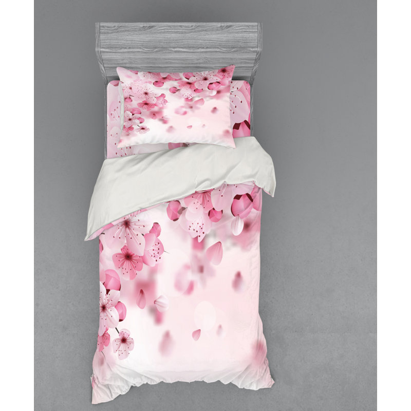 Ensemble de housse de couette en microfibre éclectique japonais pâle / rose / rose bébé