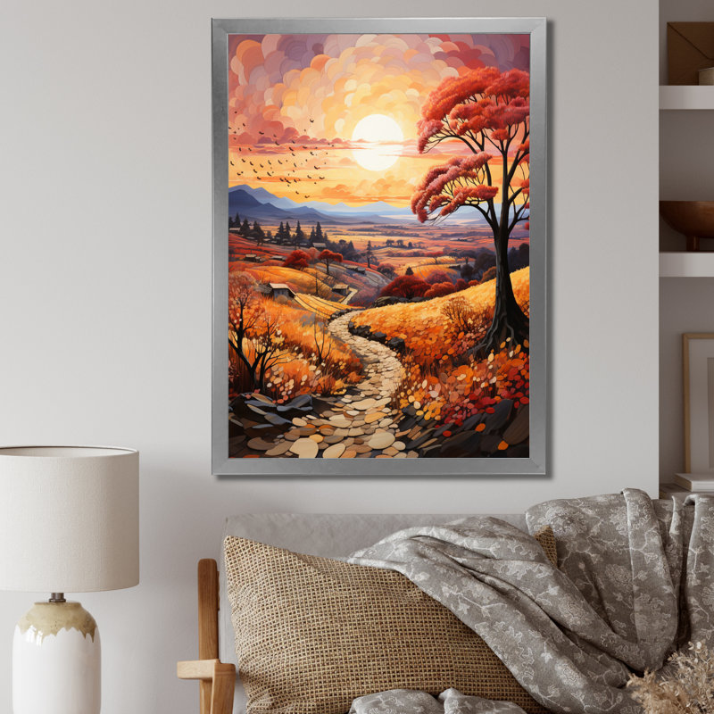 «Charnock Countryside Autumnal Orchard Patchwork I», reproduction sur toile, H 32 po x l 16 po x P 1 po, Cadre photo argenté