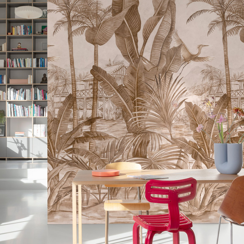 Orom II Collection Tropical Motive 62.5-inches wide x 9.18-feet high 3-panel Wall Mural