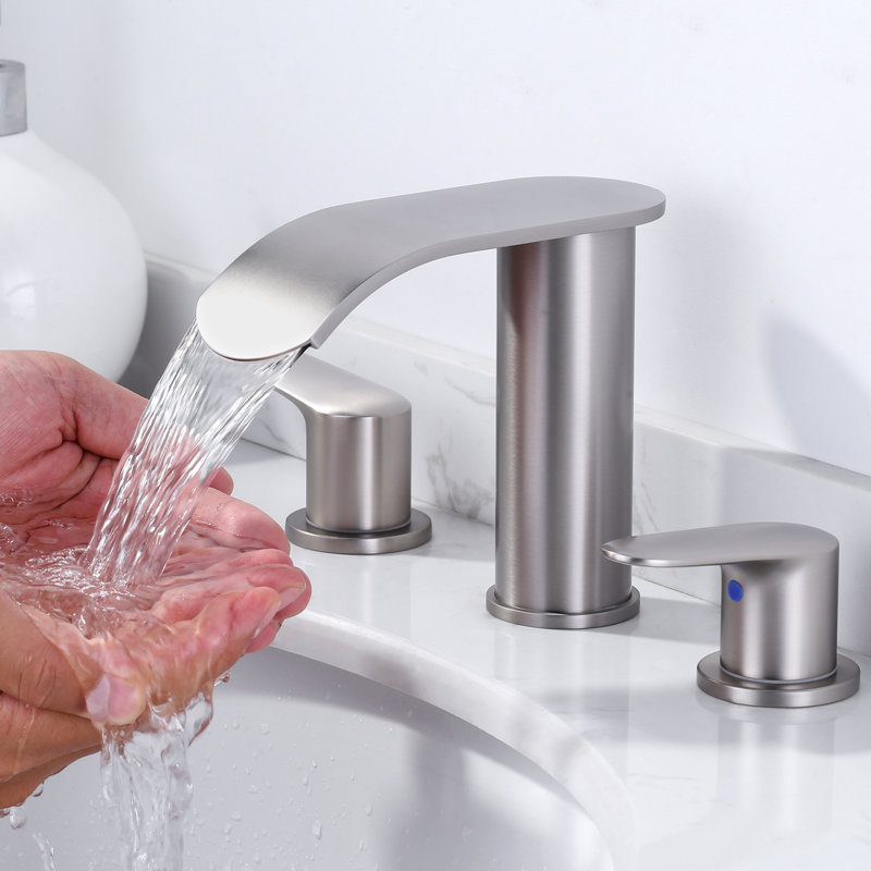 Widespread 2-handle Bathroom Faucet with Drain Assembly, Brushed Nickel