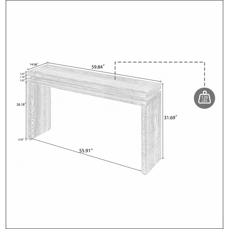 Console de 60 po Farmhouse, Noir