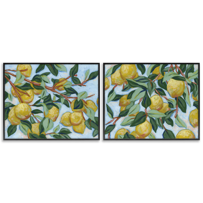Ensemble de 2 giclées encadrées Sunshine Lemon Tree, design par June Erica Vess, H 11 po x l 14 po