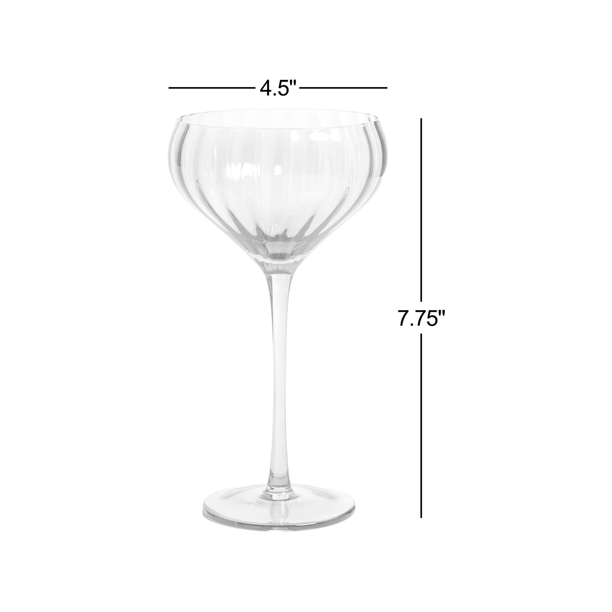Malden Optic Cocktail Glasses, Set of 4, Pink