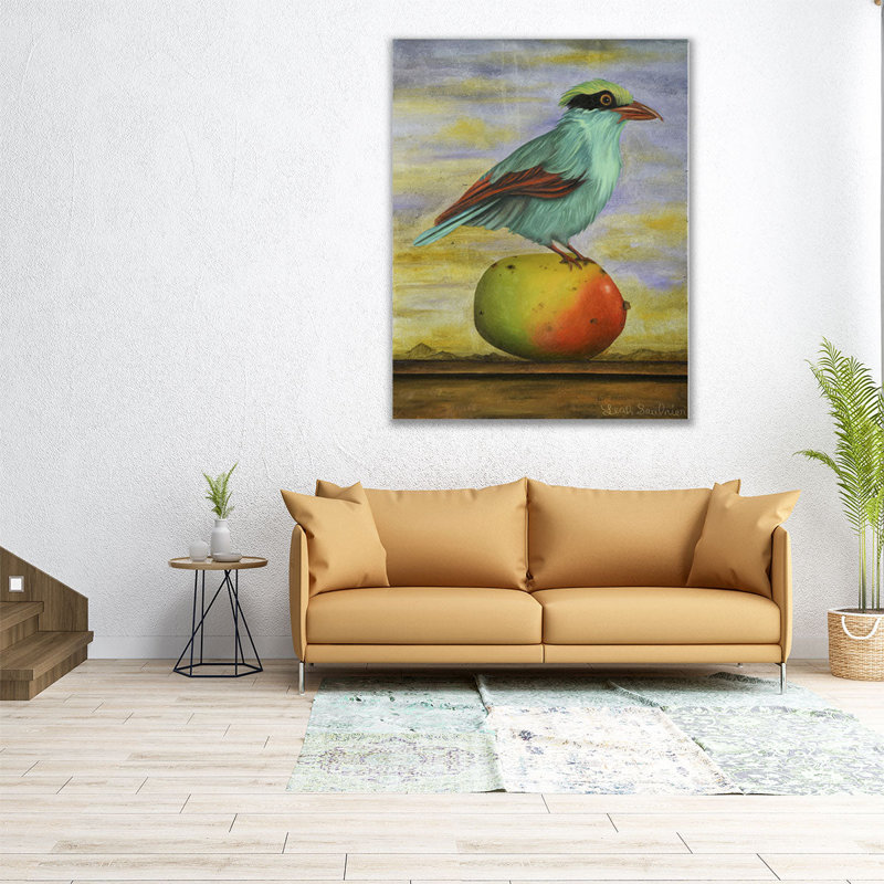 «Magpie On A Mango», reproduction d'art sur toile, H 30 po x l 24 po