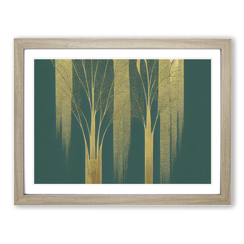 Legendary Weeping Willow Trees - Single Picture Frame Print, 34cm H x 46cm W x 2cm D, Oak