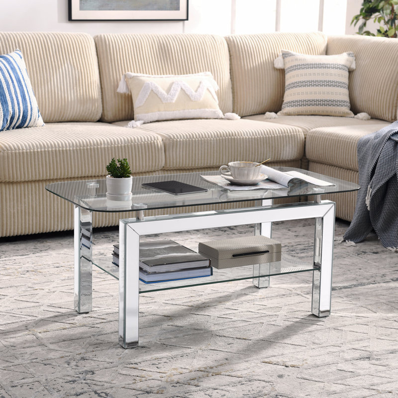 Table basse rectangulaire en verre trempé