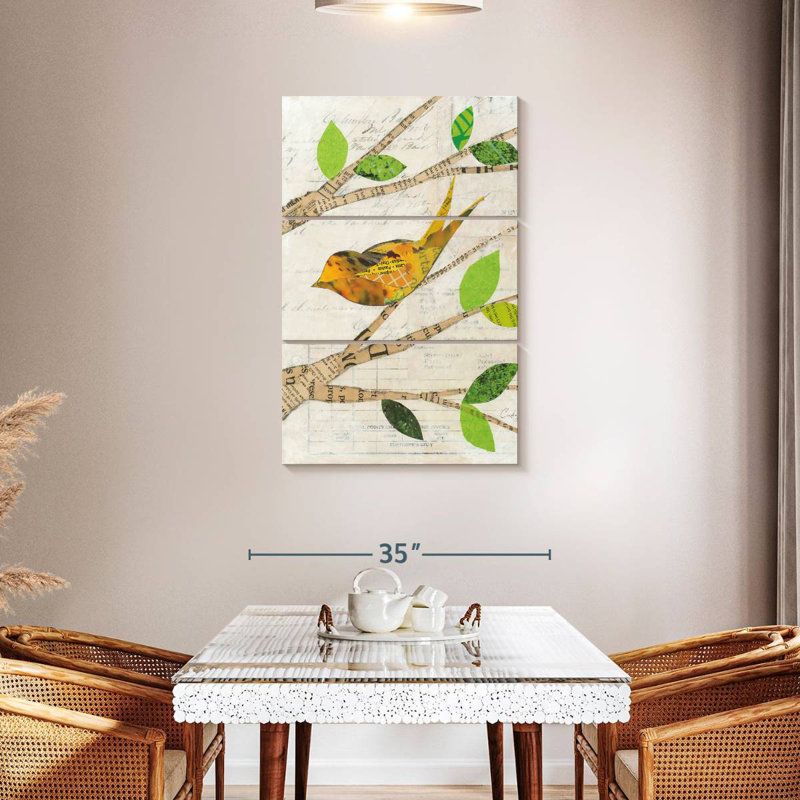 Brampt oiseaux au printemps II, H 45 po x l 28 po