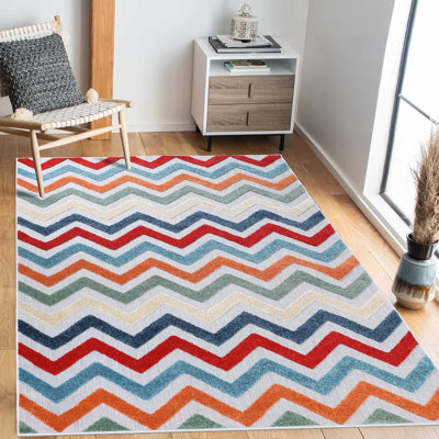 Costina Chevron Zig-Zag Geometric Modern Indoor Outdoor Area Rug